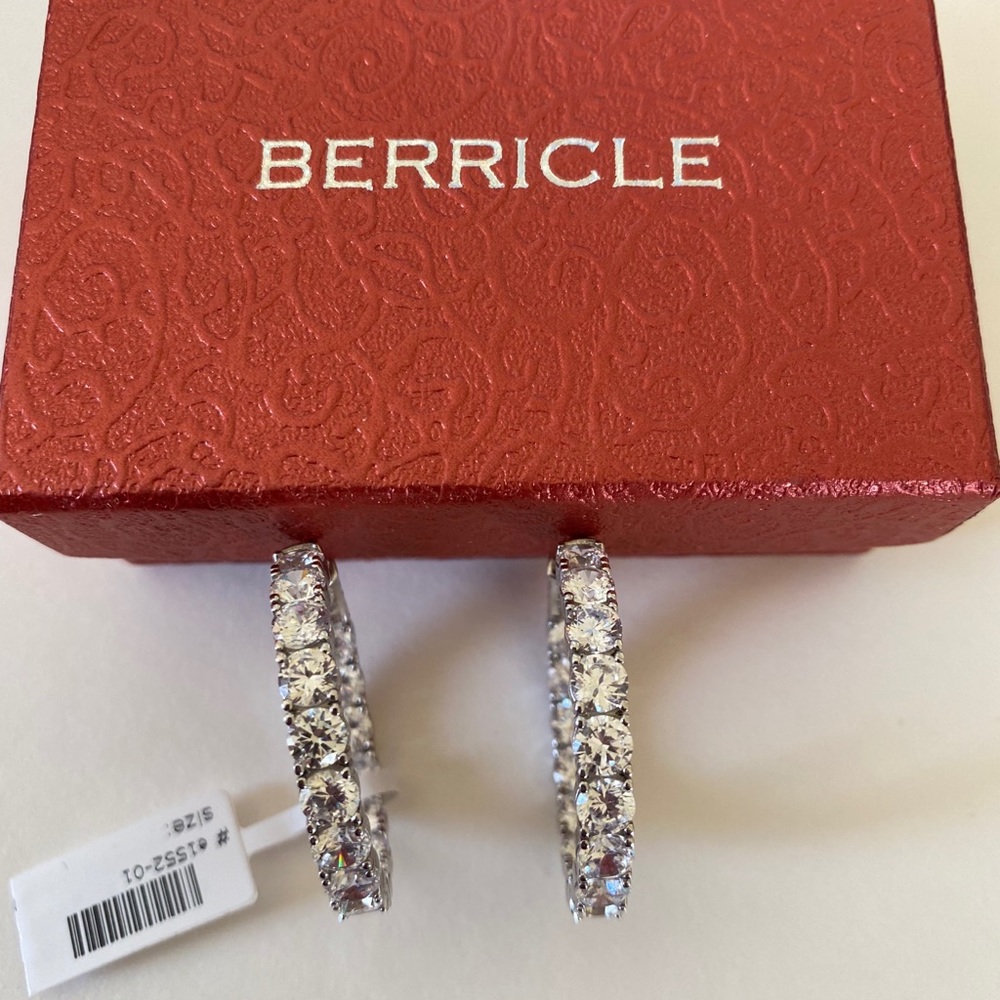 Berricle CZ Inside-out Hoop Earrings - 1.2 inches